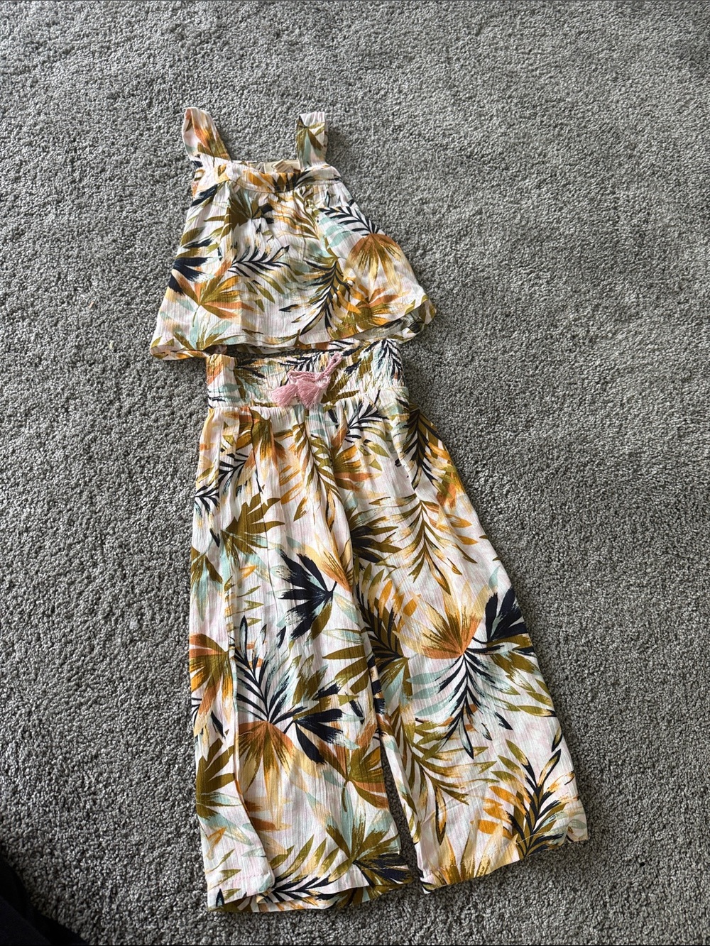 Jessica Simpson Palm-Print Maxi Dress in White, Mustard & Navy